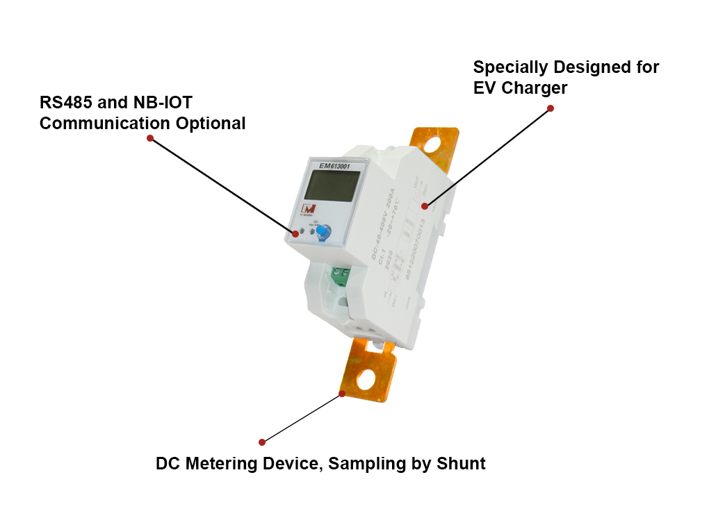 EM613001 Single Phase Din Rail RS485 DC Energy Meter for Portable Battery Chargers