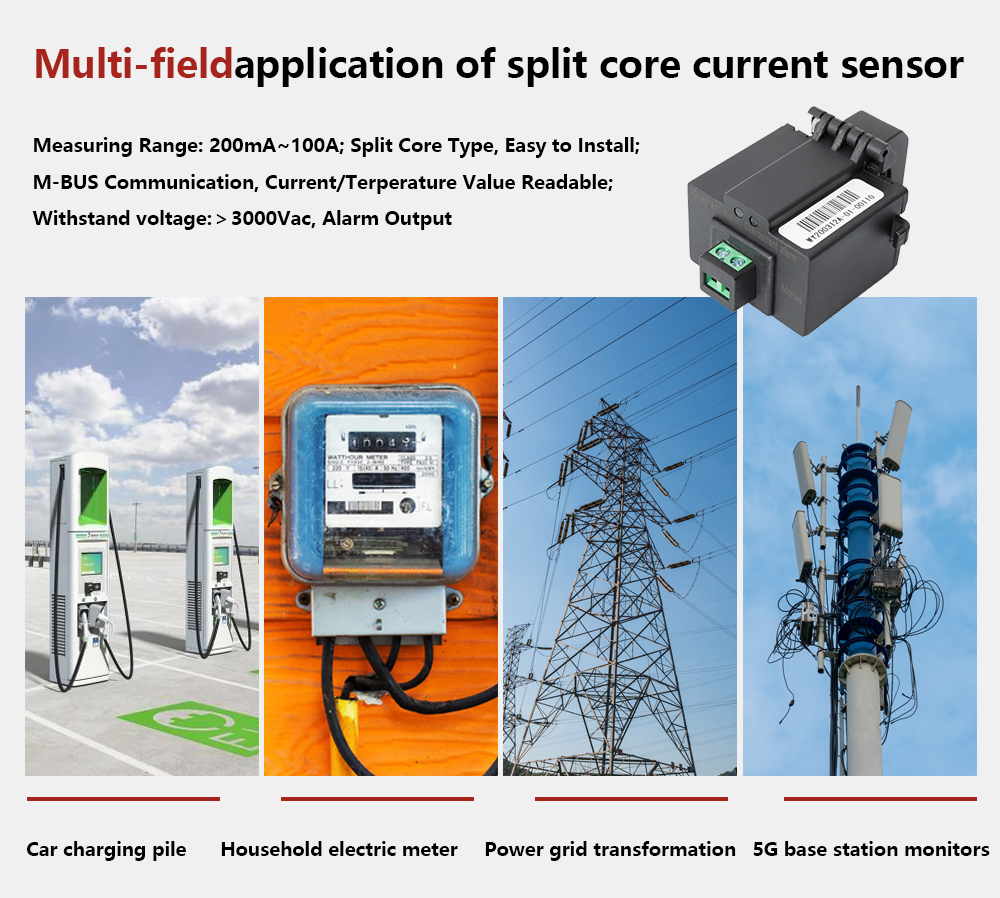 D129072 High Accuracy 100A/5A Mini M-bus CT Split Core Current Sensor for EV Charging Station