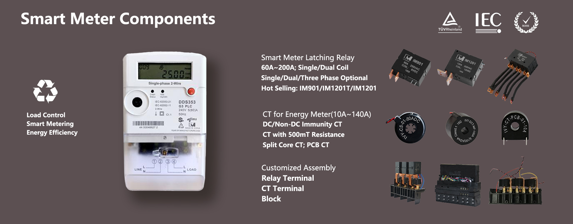Smart Meter Relay, Latch Relay, Magnetic Latching Relay, Energy Meter CT, Current Transformer for Kwh Meter