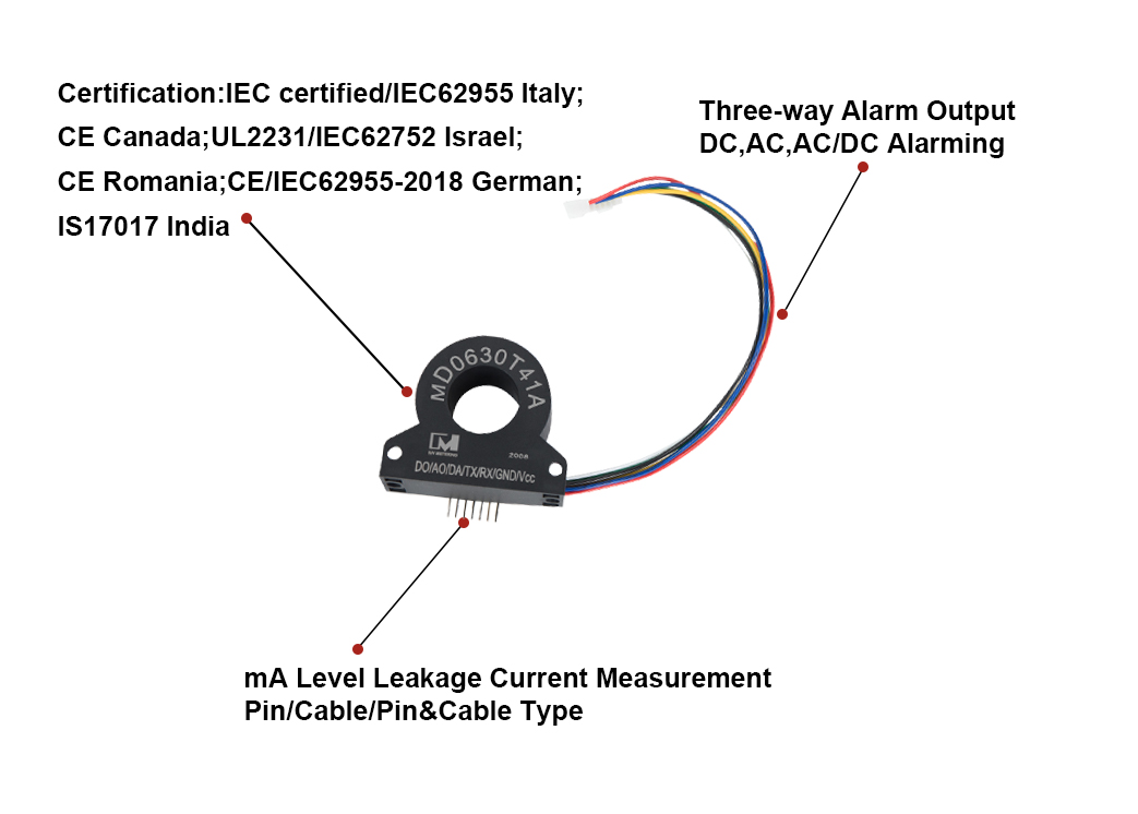 MD0630T41A European Standard Leakage Current Detector AC Current Sensor for 32A Wall-mounted EV Charging Station