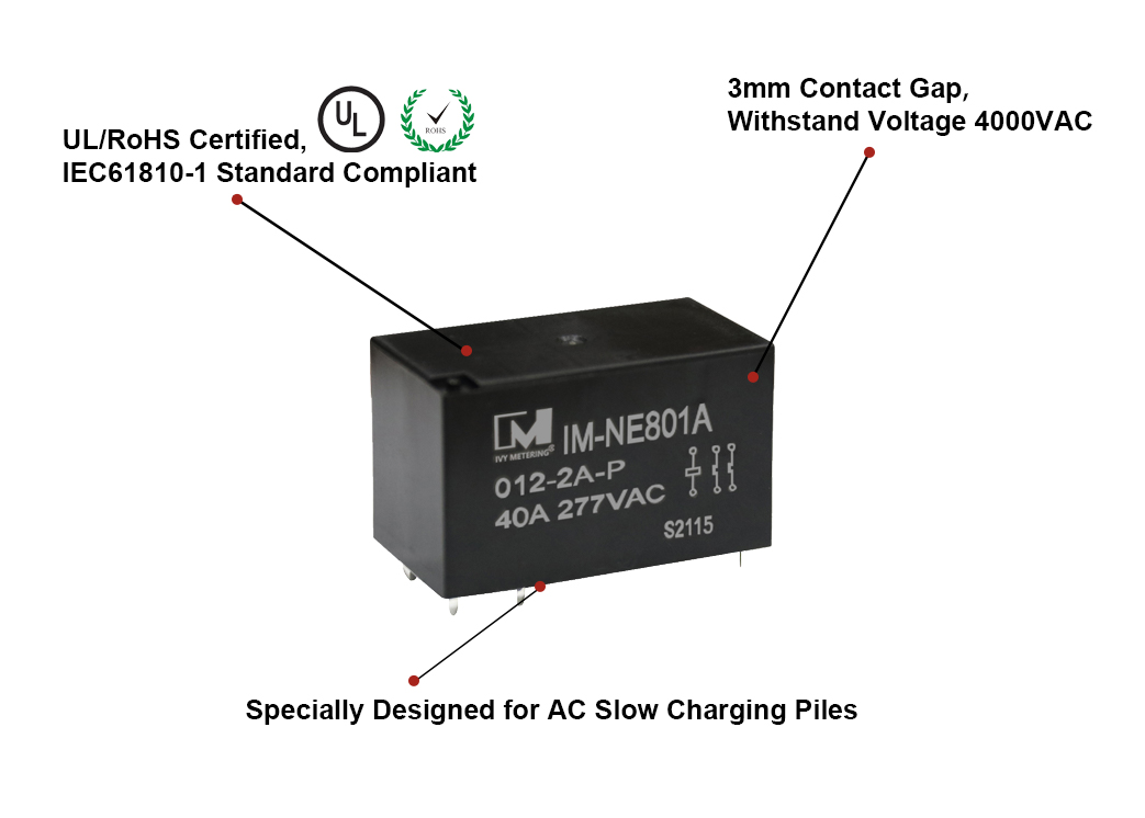 IM-NE801 40A Double Poles AC Slow EV Power Relay for EV Charging