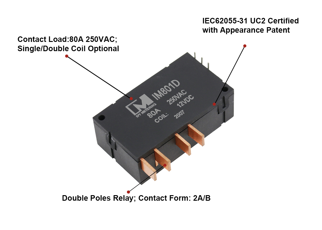 IM801D 80A Double Poles Latching DC Relay 12V for Smart Home Lighting Control