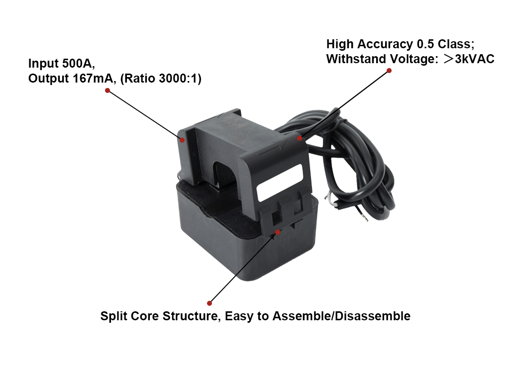 IVY-CT-OC-36-20 High Precision Split Core Current Transformer 500A/167mA Split Core Clamp CT