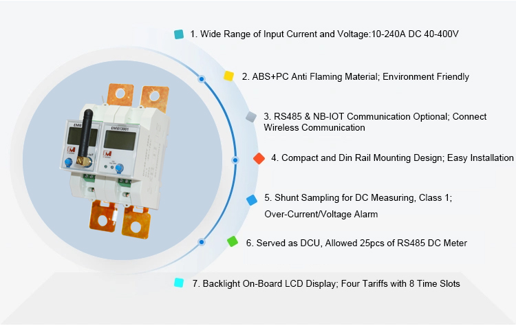 EM613002 Din-rail Mount Battery Charge Monitor RS485 DC Energy Monitoring Meter