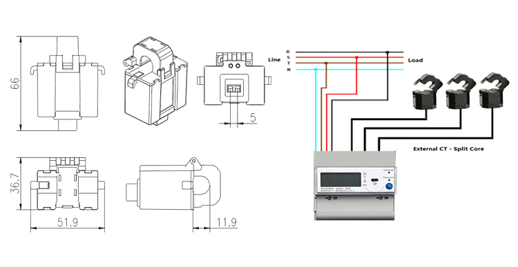D129072 Real-Time Monitoring Alarm System 100A Split Core Current Transformer AC Current Sensor