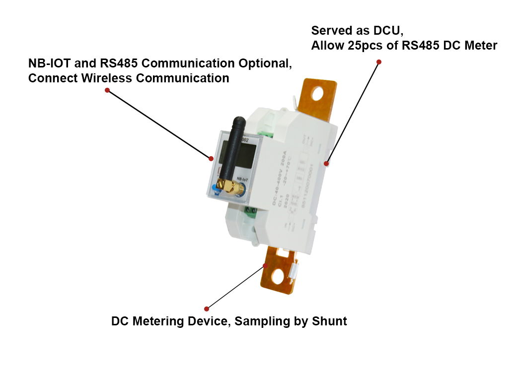 EM613002  Single Three Phase Din-rail DC Shunt Photovoltaic Solar Energy Meter with Modbus