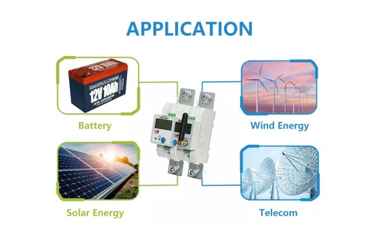 EM613001 Din Type Net Metering Solar Prepaid Meter Digital RS485 DC Shunt Energy Meter for Base Station