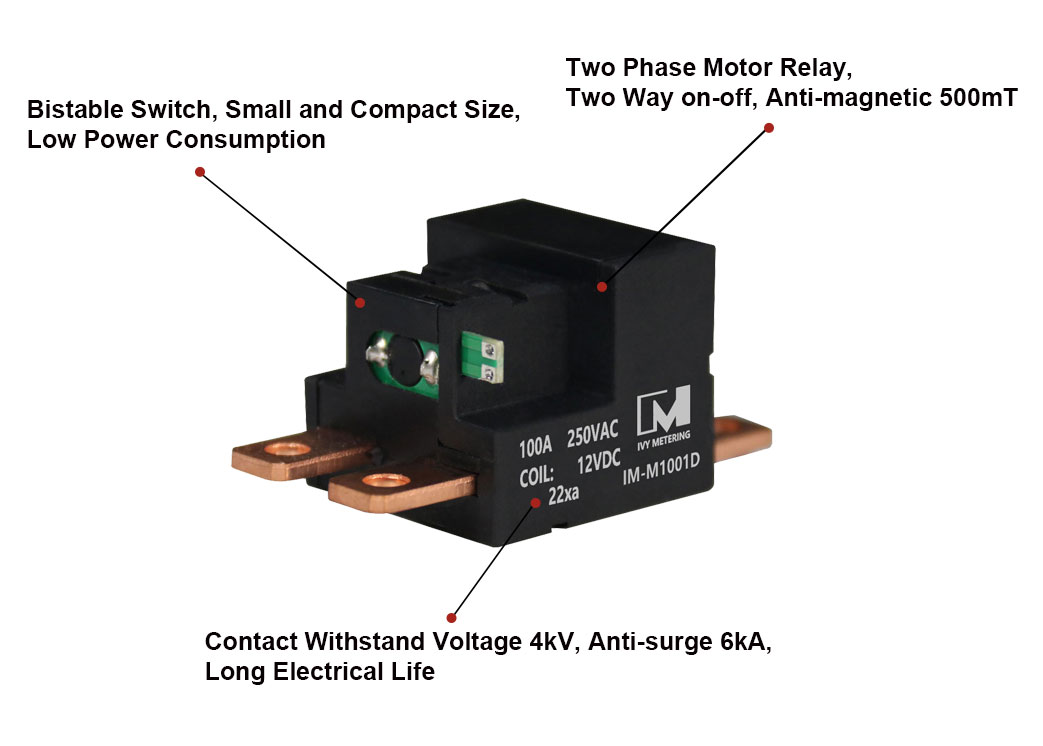 IM-M1001D Smart Meter Remote Control Switch 100A 250VAC Coil 12VDC Two Phase Latch Relay with Shunt/CT