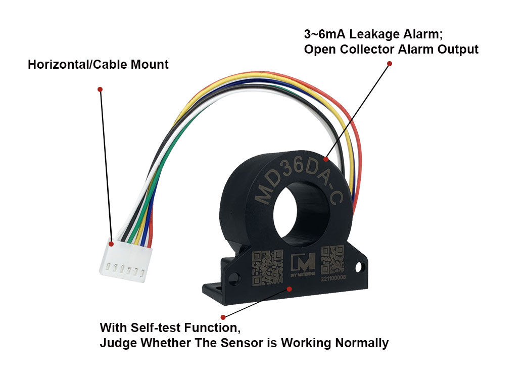 MD36DA-C Cost-effective RCD Solution 3-6mA DC Leakage Alarm EV Residual Current Sensor