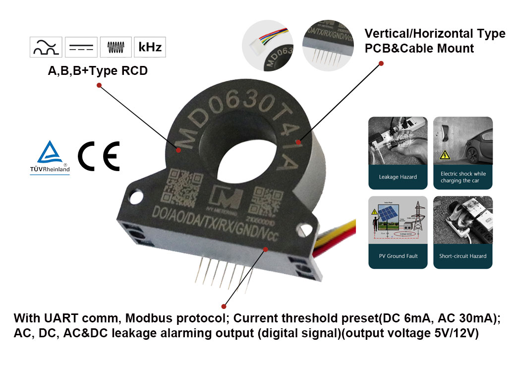 MD0630T41A AC DC Ground Fault Protection RCM Residual Current Monitoring Leakage Sensor for Solar PV Array