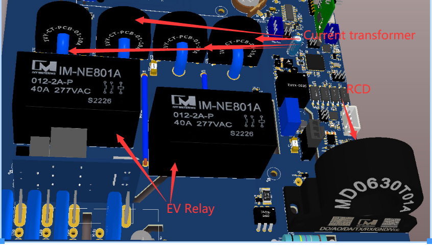 IM-NE801 UL TUV IEC61810-1 40A 277VAC Coil 24VDC DPST 2NO Two Pole PCB Relay for EV Charger