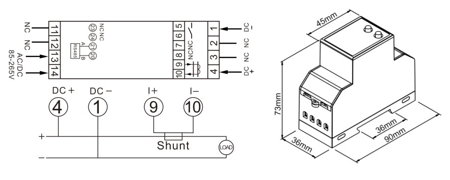 EM619001 Class B Bidirectional Measurement Modbus EV DC Energy Meter for DC Charging Station