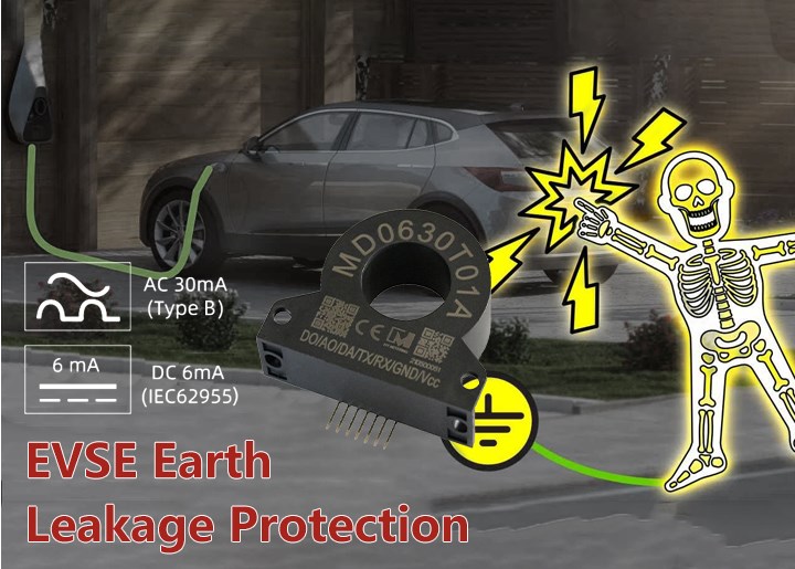 MD0630T01A EVSE Protection 30mA AC 6mA DC RCD Sensor Residual Current Monitor for 3phase 32A AC Charger