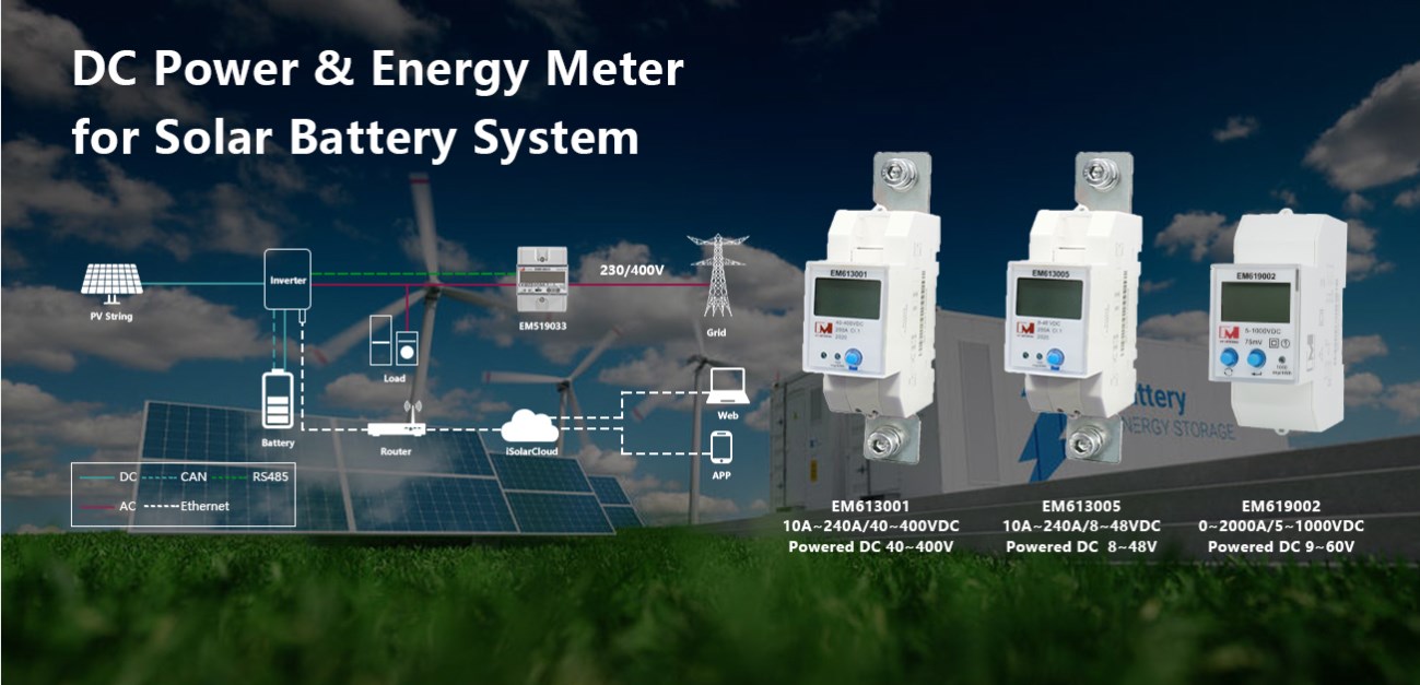 EM613001 Din Rail 48V 60V Solar Battery Smart PV Energy Monitor DC Power Meter for Off-Grid System