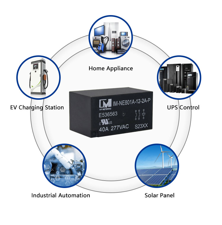 IM-NE801A IEC 61851-1 IEC 62955 32A 40A 250V Micro PCB Relays for 22kW Mode 3 EV Charger