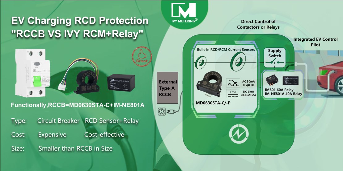 MD0630STA-P EV Charging Station Components AC DC B Type RCD Protection Residual Current Sensor Device