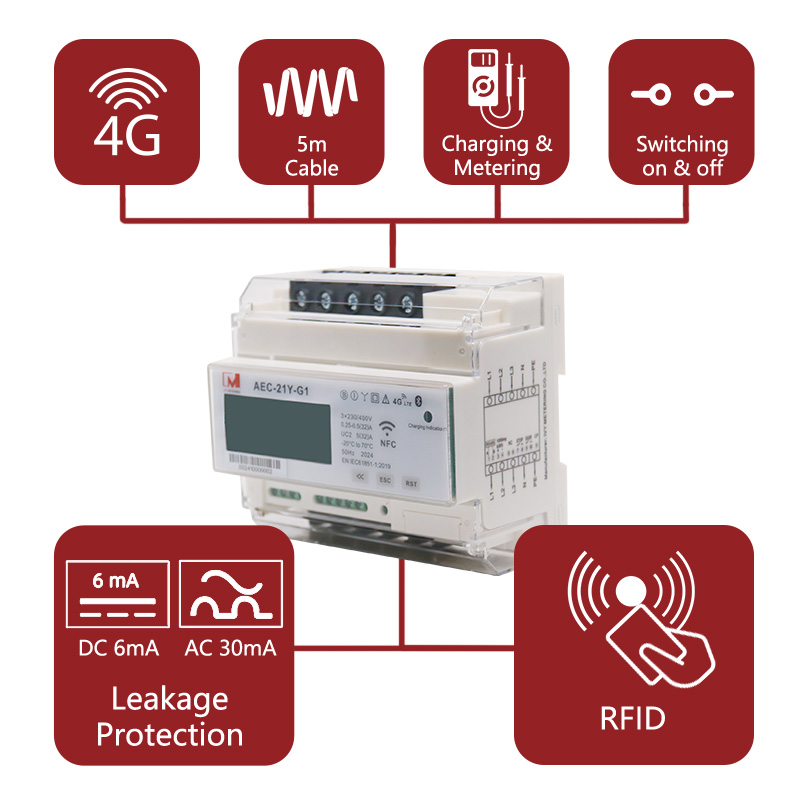 AC Charging Controller 4G RS485 Control Unit with Integrated Charging, Metering, Leakage Protection