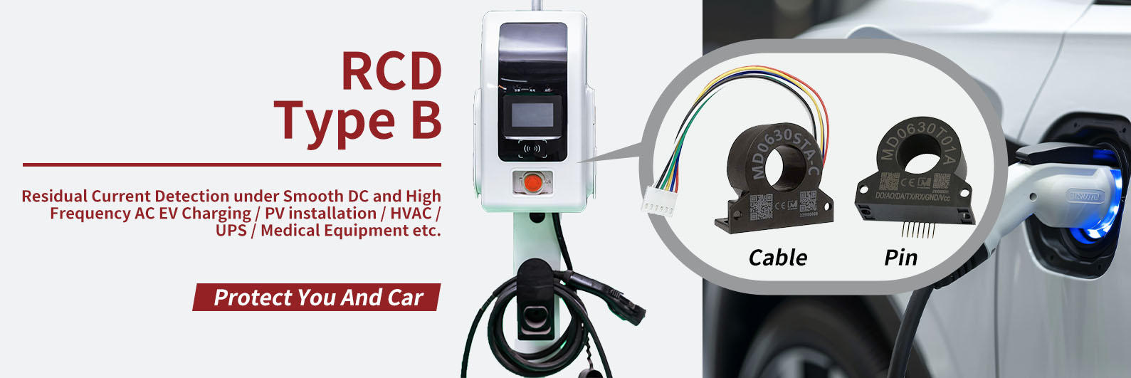 MD0630T01A 30mA AC 6mA DC RCD Residual Current Detection Leakage Current Sensor with UART Modbus