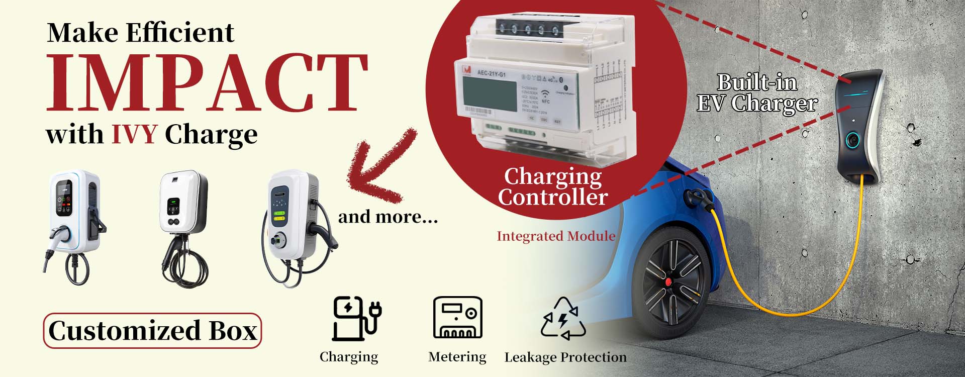 Cost-effective Type 2 AC Wallbox EV Charger with 4G/Wifi/RS485/OCPP for Commercial
