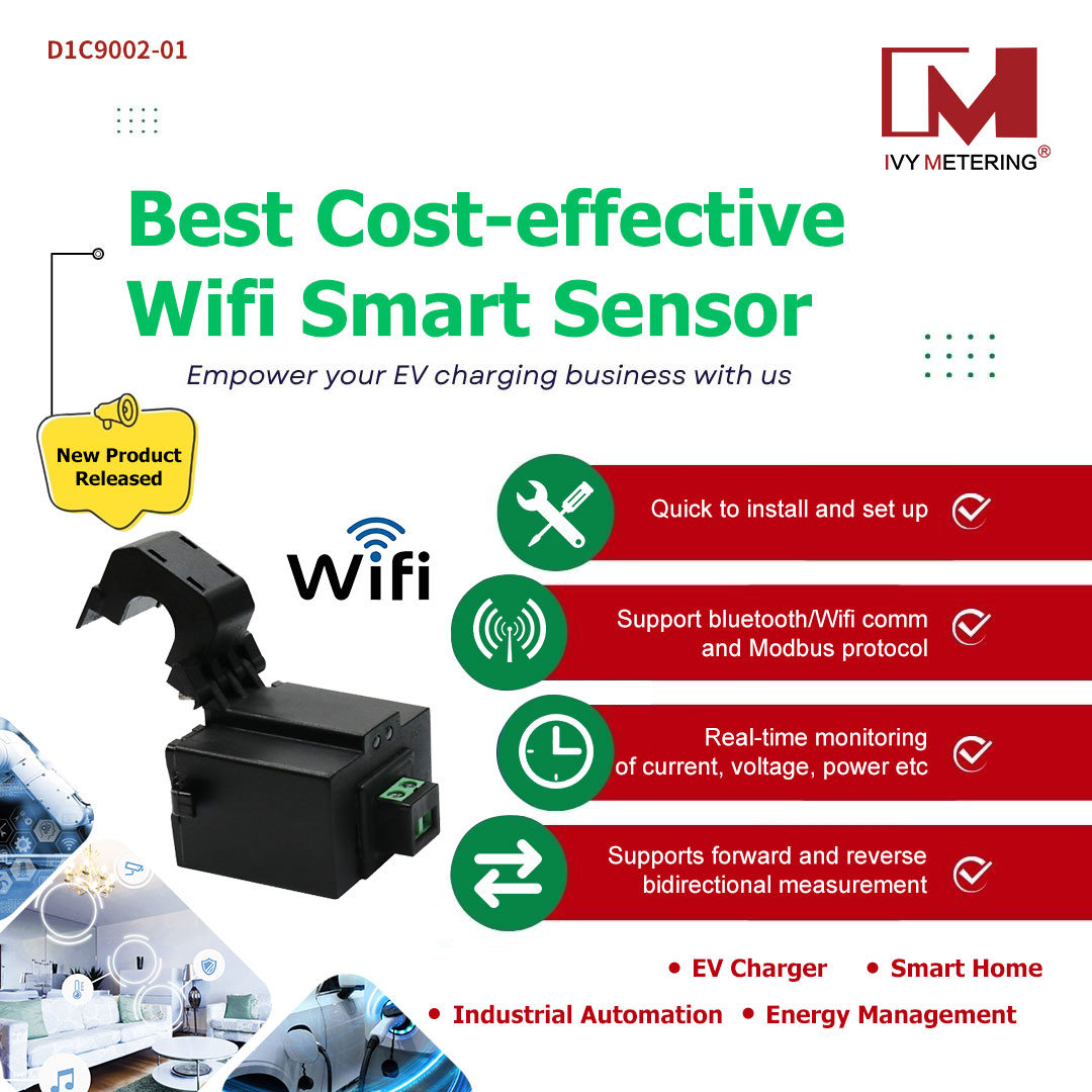 100A 230V Real-time Bidirectional Power Monitor Wifi Current Sensor Device with Modbus