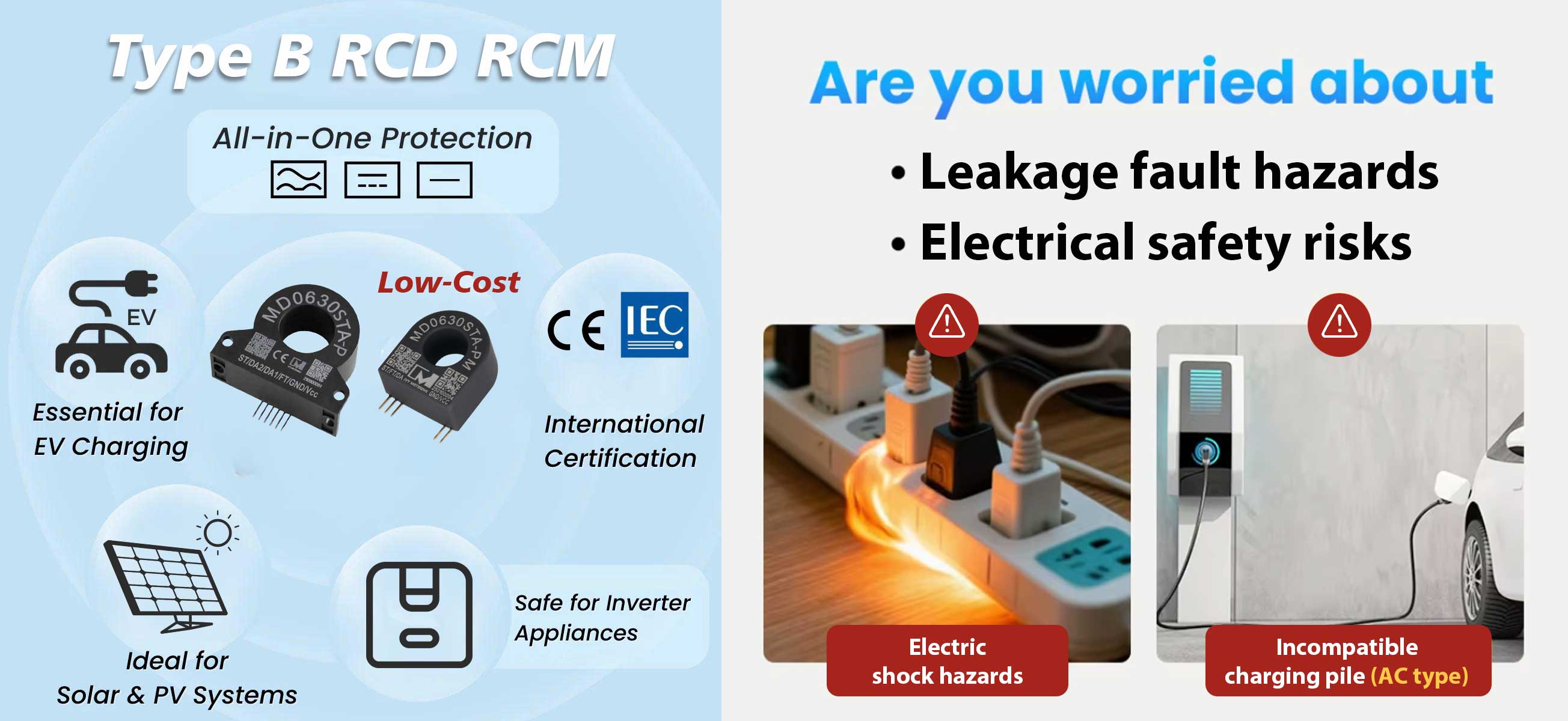 MD0630STA-PM Type B GFCI Sensor PCB Mount ZCT Leakage Current Monitoring Differential Transformer