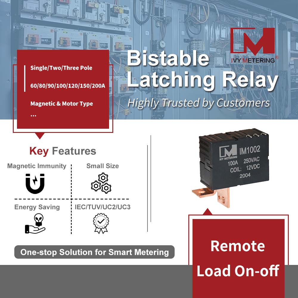 IM1002 IEC62055-31 UC3 100A 1B Single Pole Dual Coil 12V Power Latching Relay for Energy Meter