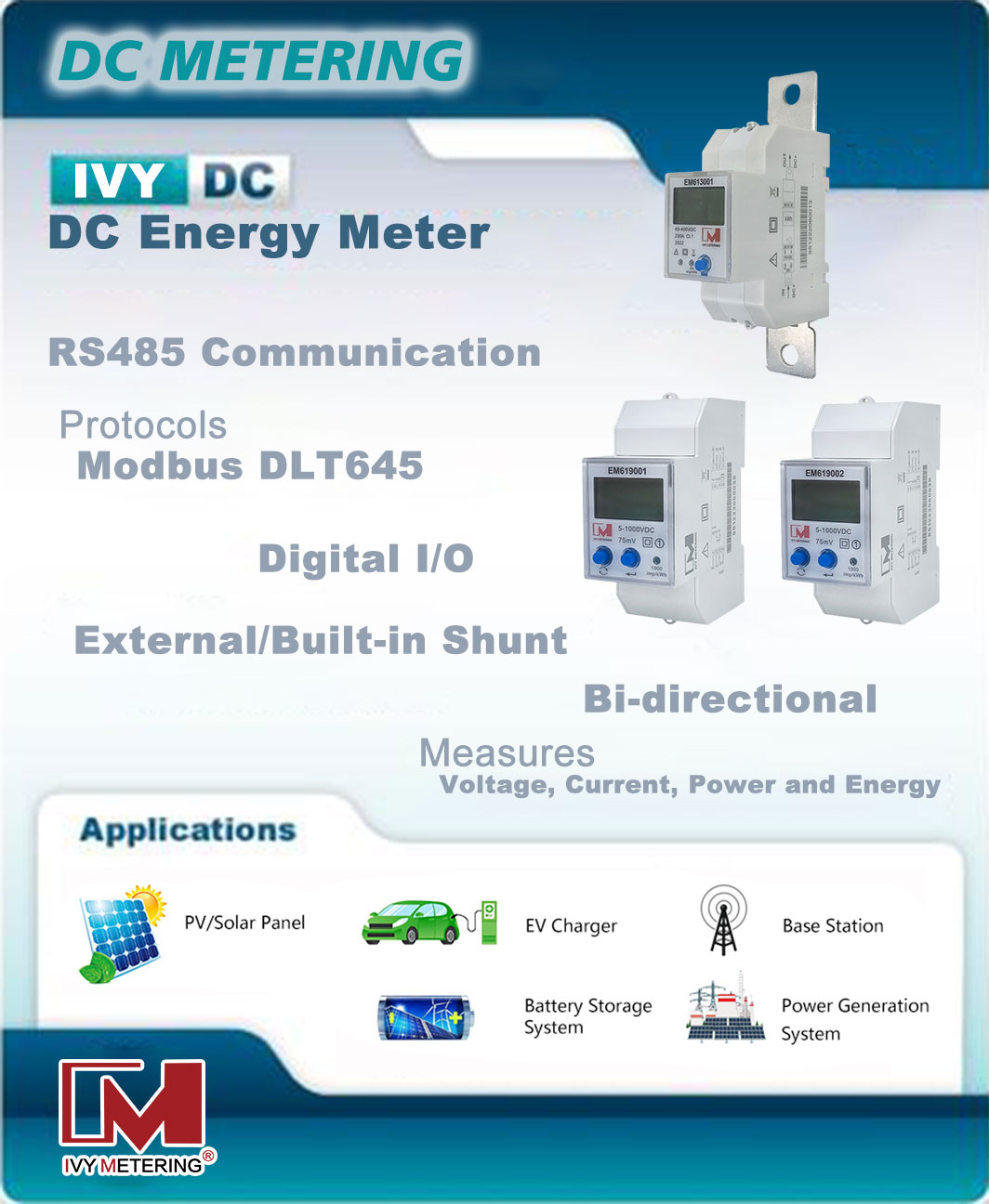 EM619002 MID 100A 500V Solar PV String Data Logger Net Metering RS485 DC Power Meter