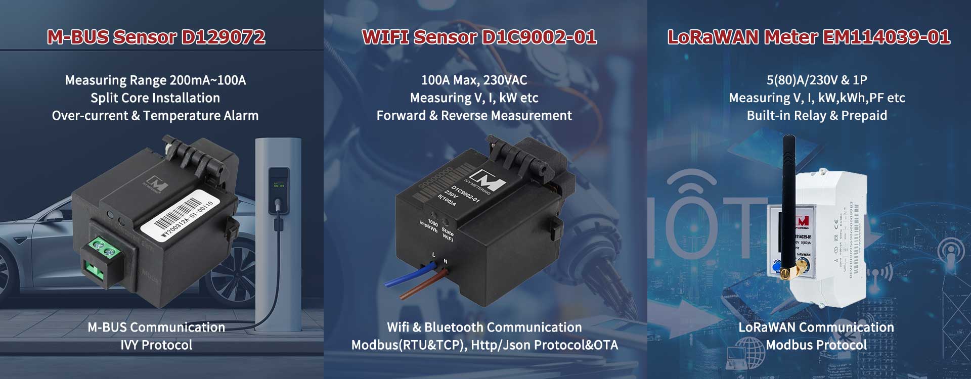 Industrial IOT Wifi Lorawan Current Sensor Wireless Split Core CT for Energy Monitoring