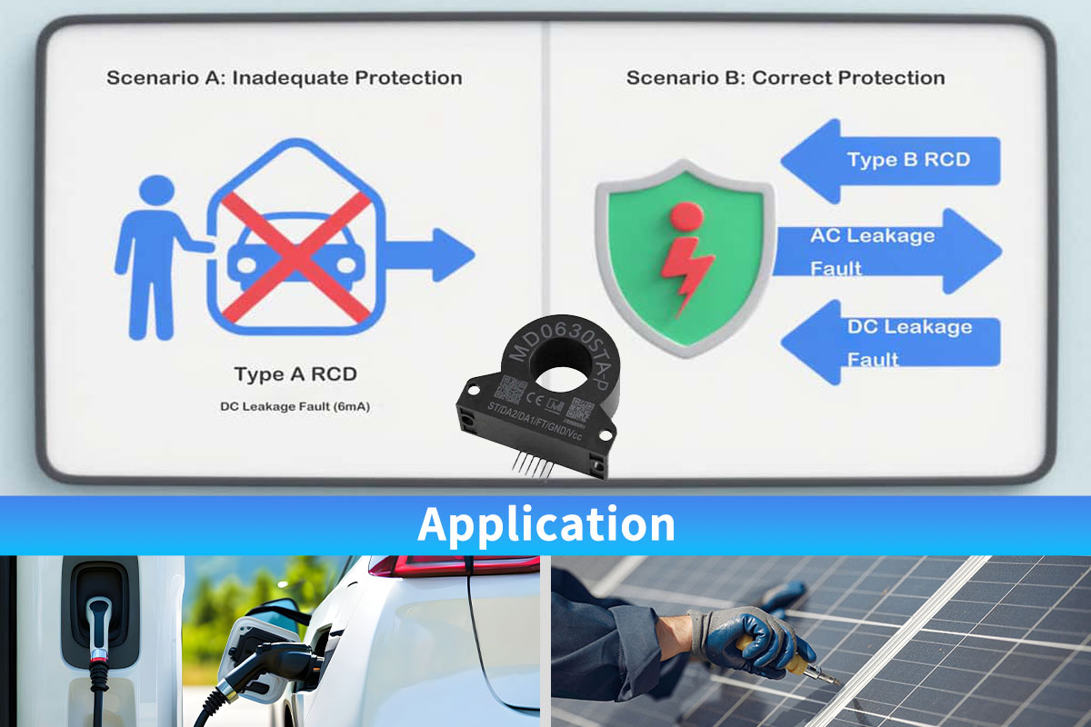 MD0630T01A IEC62955 Type B Sensor 30mA AC 6mA DC Residual Current Monitoring RCM for EV Charger