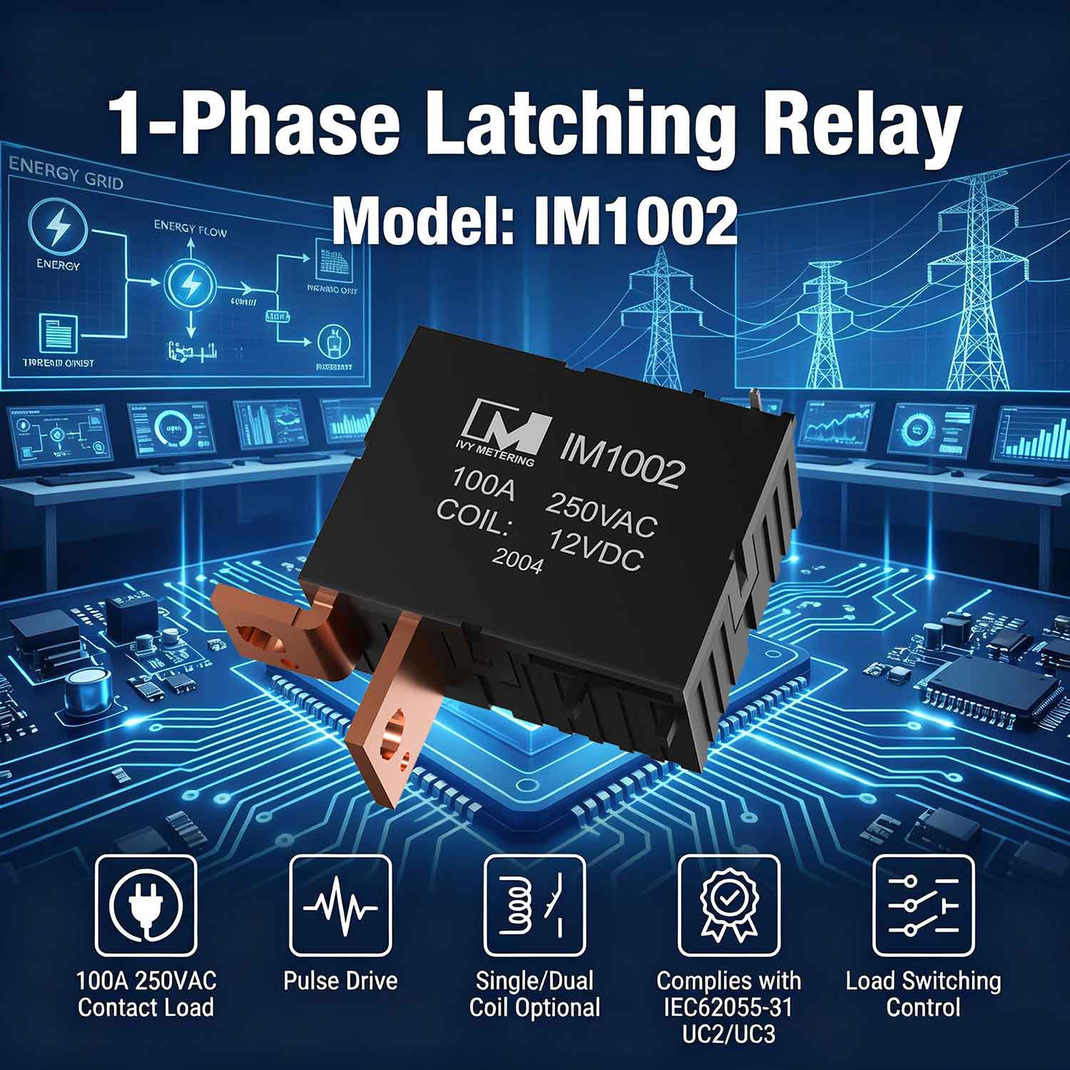 IM1002 Energy Meter Parts UC2 100A Dual Coil 12V 24V Latching Relay with CT and Shunt Resistor IM1002 Energy Meter Parts UC2 100A Dual Coil 12V 24V Latching Relay with CT and Shunt Resistor