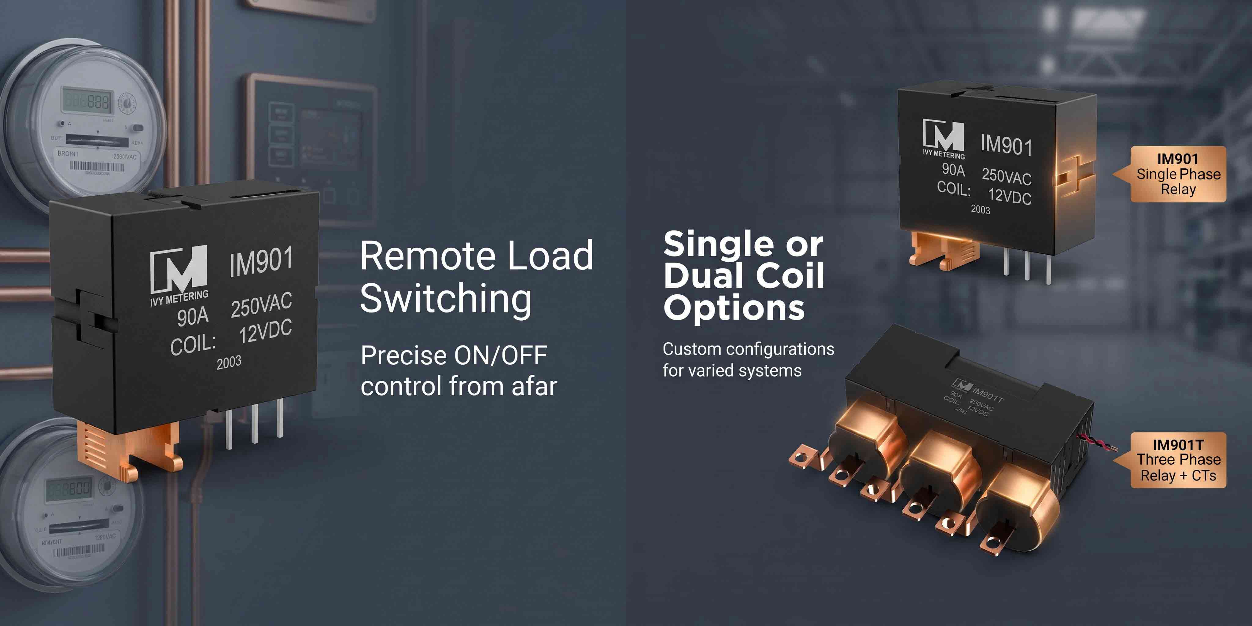 IM901T Customized Metering Magnetic Latching Switch 90A 3 Phase Relay with CT