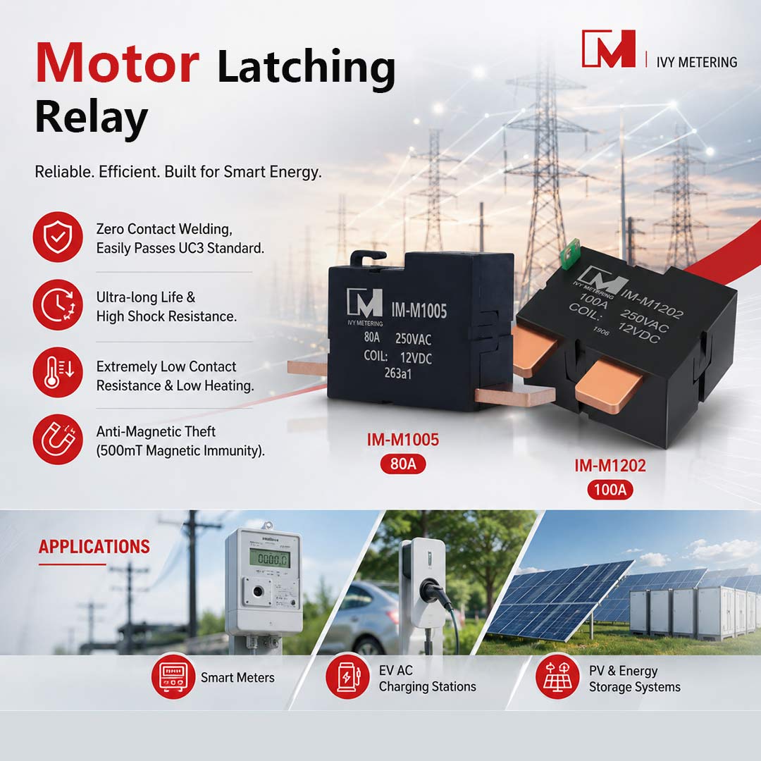 IM-M1202 IEC62055-31 UC3 Smart Meter 100A 250VAC Coil 12VDC Motor Driven Bistable Latching Relay IM-M1202 IEC62055-31 UC3 Smart Meter 100A 250VAC Coil 12VDC Motor Driven Bistable Latching Relay