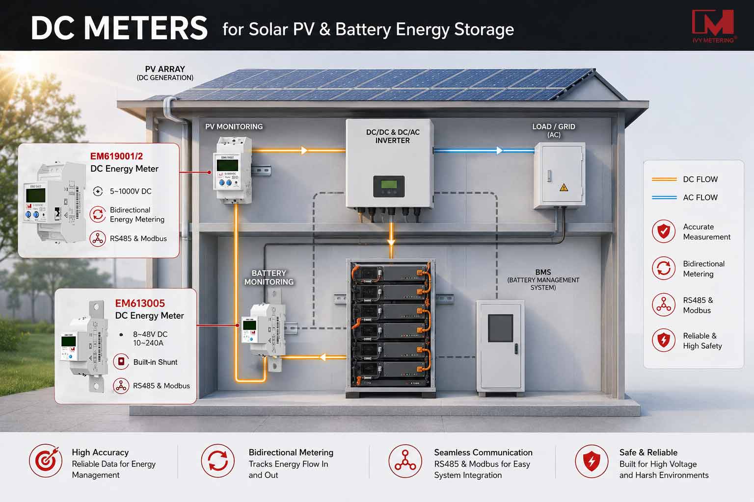 EM613001 Din Rail 24V Battery Power Monitor Net Metering Solar DC Electricity Meter for PV Inverter EM613001 Din Rail 24V Battery Power Monitor Net Metering Solar DC Electricity Meter for PV Inverter