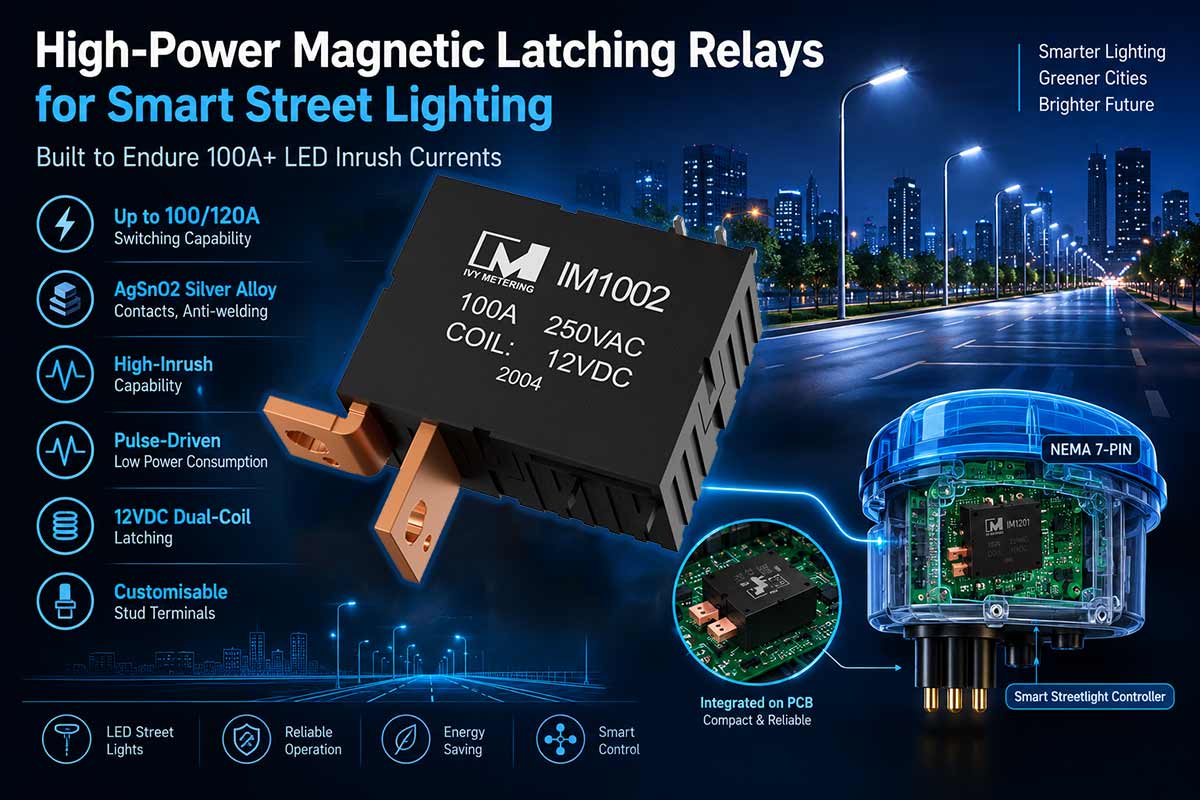 IM1002 High Power 100A Double Coil 12VDC Custom Magnetic Latching Relay for Street Lighting Controller