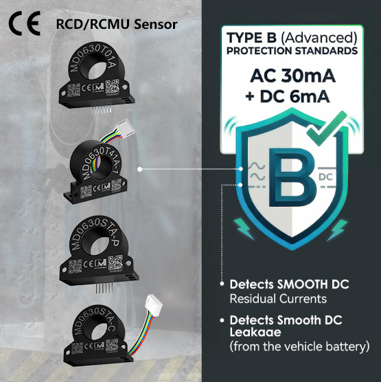 MD0630T41A-1 Class B Leakage Protection RCMU AC Differential Current Sensor with Cable MD0630T41A-1 Class B Leakage Protection RCMU AC Differential Current Sensor with Cable