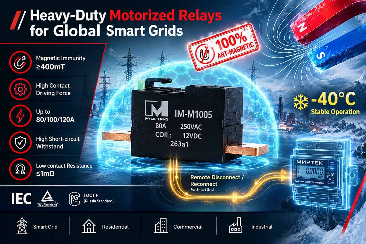 IM-M1002 UC3 IEC62055-31 80A 250VAC Remote Disconnect Motorized Latching Relay for Load Control