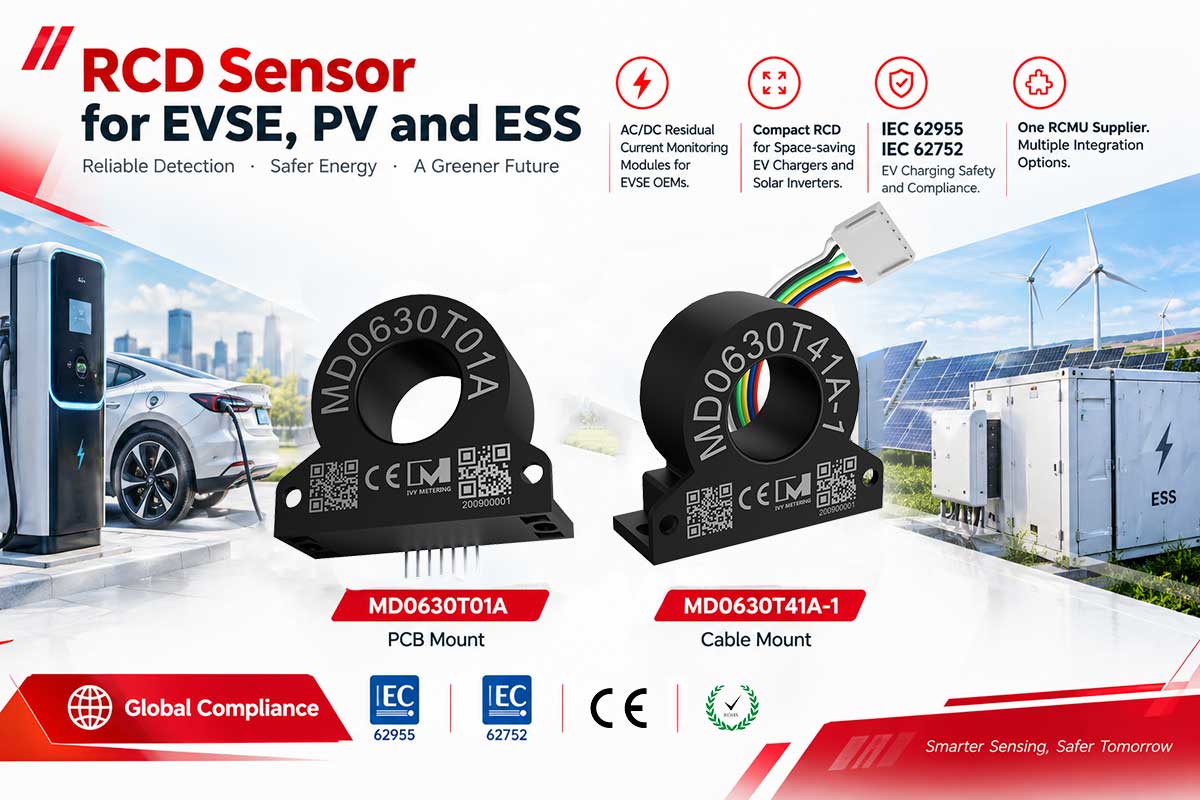 MD0630T41A IEC62955 Residual Current Monitoring RCD Type B 6mA DC 30mA AC Leakage Sensor for EV Charger MD0630T41A IEC62955 Residual Current Monitoring RCD Type B 6mA DC 30mA AC Leakage Sensor for EV Charger