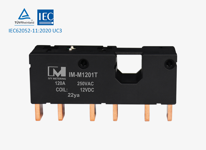 IM-M1201T IEC62052-11 IEC62053-21 120A 250VAC 12V Magnetic Immunity 500mT 3 Phase Motor Latching Relay