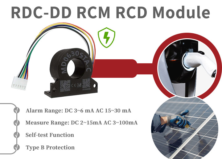 MD0630STA-C EVSE Component Integrated Residual Current Monitoring B Type RCD AC 30mA DC 6mA Leakage Sensor