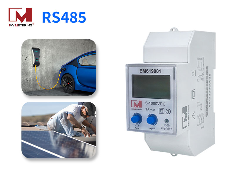 EM619001 250A 5-1000V Din Rail Net Metering Solar EV Charging RS485 Modbus Digital DC Power Meter